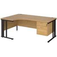 Dams International Left Hand Ergonomic Desk MCM18ELP2KO 1,800 x 1,200 x 725 mm