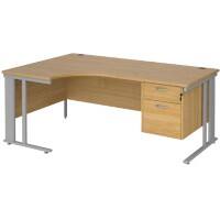 Dams International Left Hand Ergonomic Desk MCM18ELP2SO 1,800 x 1,200 x 725 mm