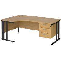 Dams International Left Hand Ergonomic Desk MCM18ELP3KO 1,800 x 1,200 x 725 mm