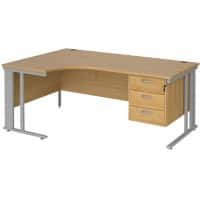 Dams International Left Hand Ergonomic Desk MCM18ELP3SO 1,800 x 1,200 x 725 mm