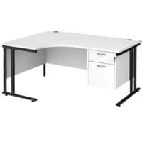 Dams International Left Hand Ergonomic Desk MC16ELP2KWH 1,600 x 1,200 x 725 x 800 - 990 mm