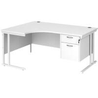 Dams International Left Hand Ergonomic Desk MC16ELP2WHWH 1,600 x 1,200 x 725 x 800 - 990 mm