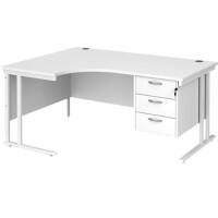 Dams International Left Hand Ergonomic Desk MC16ELP3WHWH 1,600 x 1,200 x 725 x 800 - 990 mm