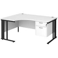 Dams International Left Hand Ergonomic Desk MCM16ELP2KWH 1,600 x 1,200 x 725 mm