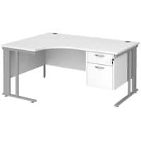 Dams International Left Hand Ergonomic Desk MCM16ELP2SWH 1,600 x 1,200 x 725 mm