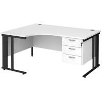 Dams International Left Hand Ergonomic Desk MCM16ELP3KWH 1,600 x 1,200 x 725 mm