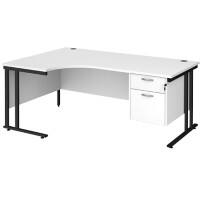 Dams International Left Hand Ergonomic Desk MC18ELP2KWH 1,800 x 1,200 x 725 x 800 - 990 mm