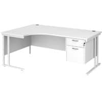 Dams International Left Hand Ergonomic Desk MC18ELP2WHWH 1,800 x 1,200 x 725 x 800 - 990 mm