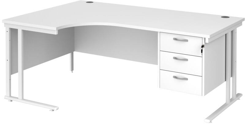 Dams International Left Hand Ergonomic Desk MC18ELP3WHWH 1,800 x 1,200 x 725 x 800 - 990 mm