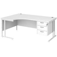 Dams International Left Hand Ergonomic Desk MC18ELP3WHWH 1,800 x 1,200 x 725 x 800 - 990 mm