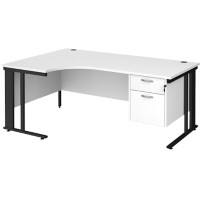 Dams International Left Hand Ergonomic Desk MCM18ELP2KWH 1,800 x 1,200 x 725 mm