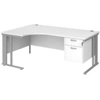 Dams International Left Hand Ergonomic Desk MCM18ELP2SWH 1,800 x 1,200 x 725 mm