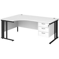 Dams International Left Hand Ergonomic Desk MCM18ELP3KWH 1,800 x 1,200 x 725 mm