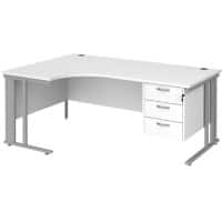 Dams International Left Hand Ergonomic Desk MCM18ELP3SWH 1,800 x 1,200 x 725 mm