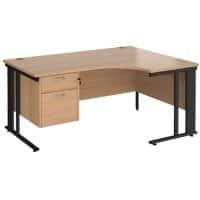 Dams International Right Hand Ergonomic Desk MCM16ERP2KB 1,600 x 1,200 x 725 mm