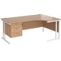 Dams International Right Hand Ergonomic Desk MC18ERP3WHB 1,800 x 1,200 x 725 x 800 - 990 mm