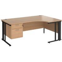 Dams International Right Hand Ergonomic Desk MCM18ERP2KB 1,800 x 1,200 x 725 mm