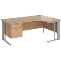 Dams International Right Hand Ergonomic Desk MCM18ERP2SB 1,800 x 1,200 x 725 mm