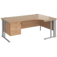 Dams International Right Hand Ergonomic Desk MCM18ERP3SB 1,800 x 1,200 x 725 mm