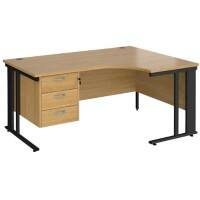 Dams International Right Hand Ergonomic Desk MCM16ERP3KO 1,600 x 1,200 x 725 mm