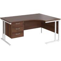 Dams International Right Hand Ergonomic Desk MC16ERP3WHW 1,600 x 1,200 x 725 x 800 - 990 mm