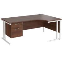 Dams International Right Hand Ergonomic Desk MC18ERP2WHW 1,800 x 1,200 x 725 x 800 - 990 mm