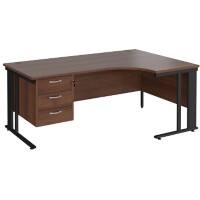 Dams International Right Hand Ergonomic Desk MCM18ERP3KW 1,800 x 1,200 x 725 mm