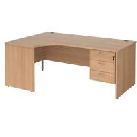 Dams International Maestro 25 Left Hand Ergonomic Desk Beech Wood 1,800 x 1,200 x 725 mm