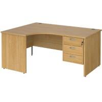 Dams International Maestro 25 Left Hand Ergonomic Desk Oak Wood 3 Drawers 1,600 x 1,200 x 725 mm