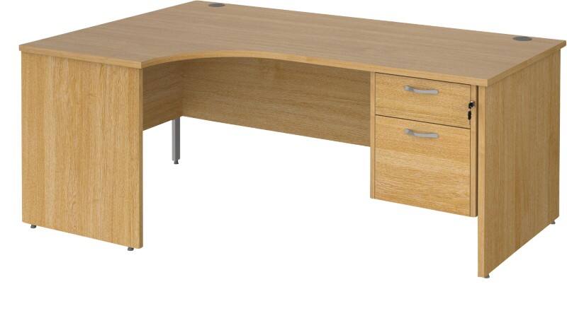 Dams International Maestro 25 Left Hand Ergonomic Desk Oak Wood 2 Drawers 1,800 x 1,200 x 725 mm