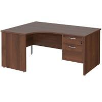 Dams International Maestro 25 Left Hand Ergonomic Desk Walnut Wood 2 Drawers 1,600 x 1,200 x 725 mm