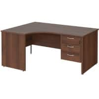 Dams International Maestro 25 Left Hand Ergonomic Desk Walnut Wood 3 Drawers 1,600 x 1,200 x 725 mm