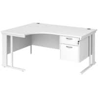 Dams International Left Hand Ergonomic Desk MCM16ELP2WHWH 1,600 x 1,200 x 725 mm