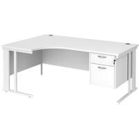 Dams International Left Hand Ergonomic Desk MCM18ELP2WHWH 1,800 x 1,200 x 725 mm