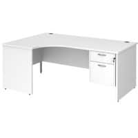 Dams International Maestro 25 Left Hand Ergonomic Desk Oak Wood White 2 Drawers 1,800 x 1,200 x 725 mm