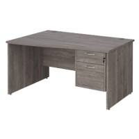 Dams International Maestro 25 Height Adjustable Wave Desk Wood Grey Oak 1,400 x 725 mm x 800 - 990 mm