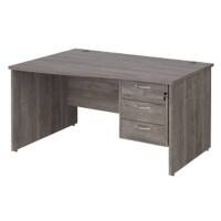 Dams International Maestro 25 Height Adjustable Wave Desk Wood Grey Oak 1,400 x 725 mm x 800 - 990 mm