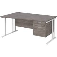 Dams International Wave Desk MC16WLP2WHGO 1,600 x 725 x 800 - 990 mm