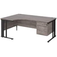 Dams International Left Hand Ergonomic Desk MCM18ELP3KGO 1,800 x 1,200 x 725 mm