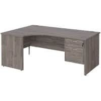 Dams International Maestro 25 Left Hand Ergonomic Desk Oak Wood Grey 2 Drawers 1,800 x 1,200 x 725 mm