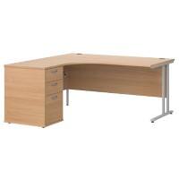 Dams International Desk with Pedestal EBS16LB 1,600 x 1,626 x 725 mm