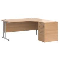 Dams International Desk with Pedestal EBS16RB 1,600 x 1,626 x 725 mm