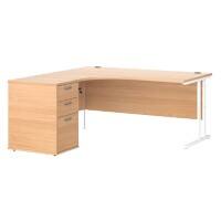 Dams International Desk with Pedestal EBWH16LB 1,600 x 1,626 x 725 mm