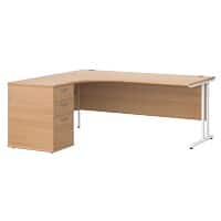 Dams International Desk with Pedestal EBWH18LB 1,800 x 1,626 x 725 mm