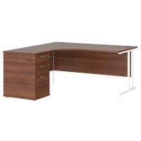 Dams International Desk with Pedestal EBWH16LW 1,600 x 1,626 x 725 mm