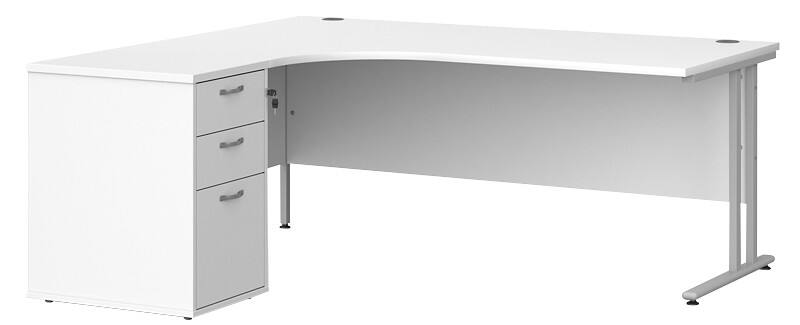 Dams International Desk with Pedestal EBS18LWH 1,800 x 1,626 x 725 mm