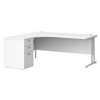 Dams International Desk with Pedestal EBS18LWH 1,800 x 1,626 x 725 mm