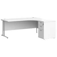Dams International Desk with Pedestal EBS18RWH 1,800 x 1,626 x 725 mm