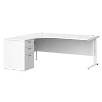 Dams International Desk with Pedestal EBWH18LWH 1,800 x 1,626 x 725 mm