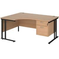 Dams International Left Hand Ergonomic Desk MC16ELP2KB 1,600 x 1,200 x 725 x 800 - 990 mm